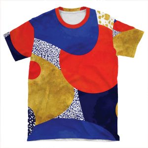 Terrazzo Galaxy Midnight Blue Yellow Golden Orange AOP T-shirt Tee