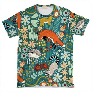 Textured Woodland Pattern AOP T-shirt Tee