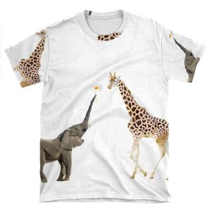 The Giraffe And The Elephant AOP T-shirt Tee