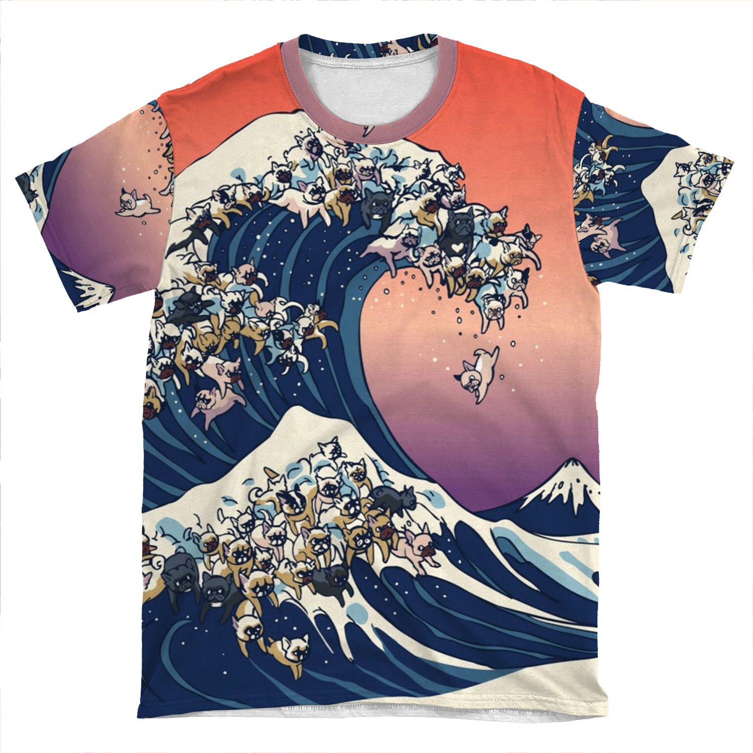 The Great Wave Of French Bulldog AOP T-shirt Tee