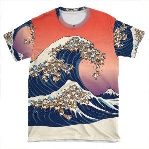 The Great Wave Of Shiba Inu AOP T-shirt Tee