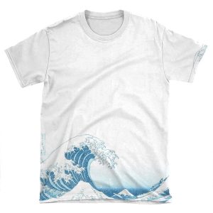 The Great Wave Off Kanagawa - By Hokusai - Monotone AOP T-shirt Tee