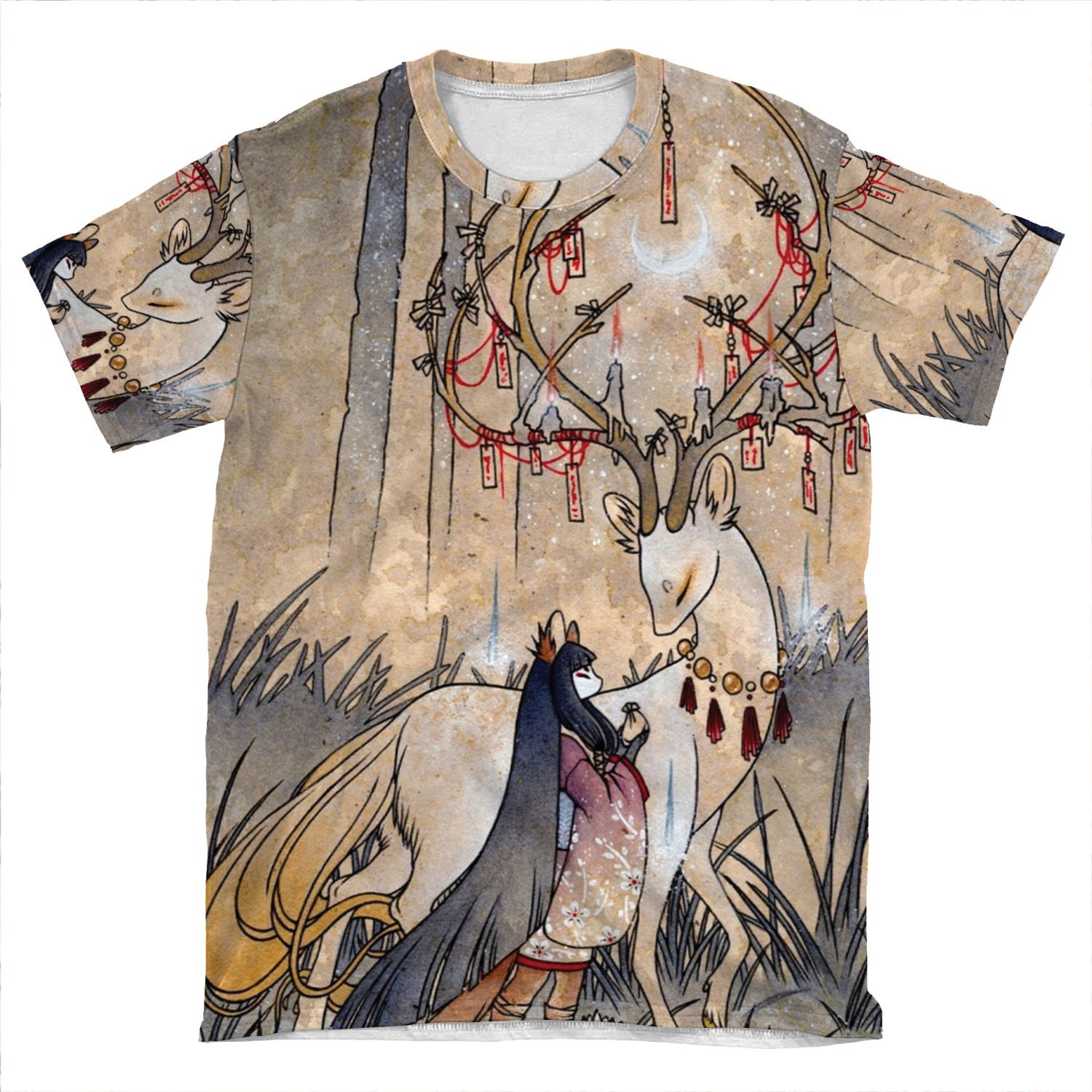 The Wish - Teakitsune Fox Yokai AOP T-shirt Tee