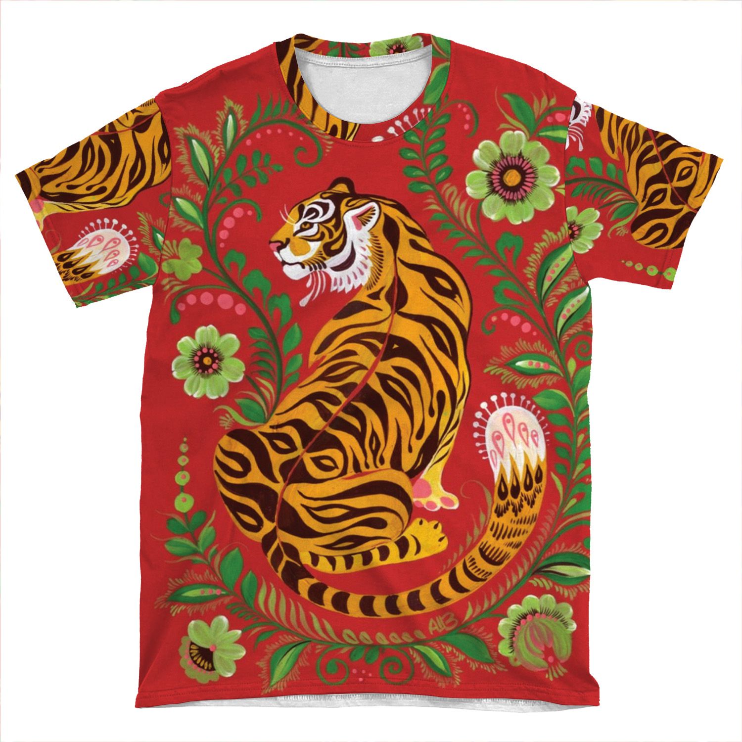 Tiger Folk Art AOP T-shirt Tee
