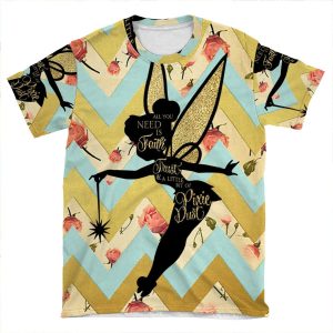 Tinkerbell Pixie Dust Quote AOP T-shirt Tee
