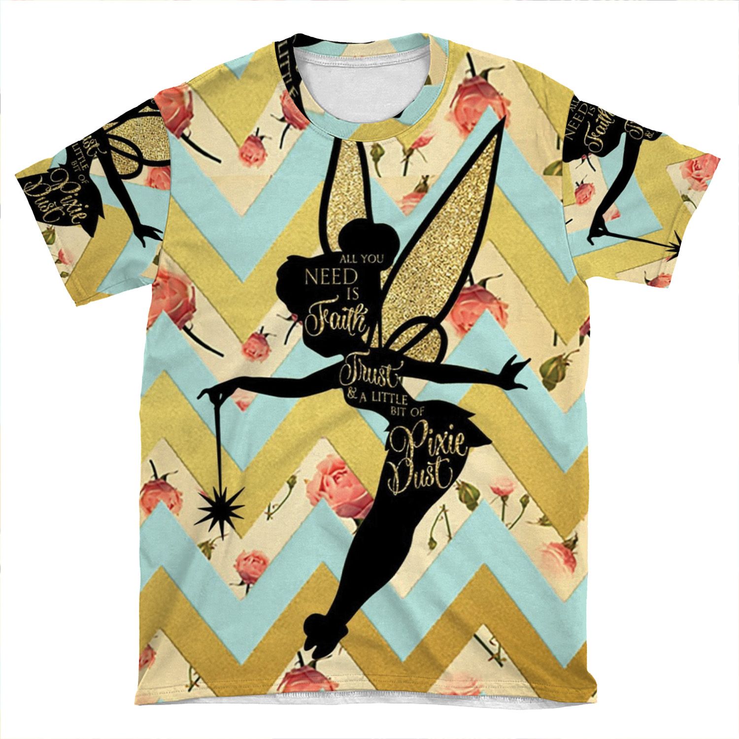 Tinkerbell Pixie Dust Quote AOP T-shirt Tee