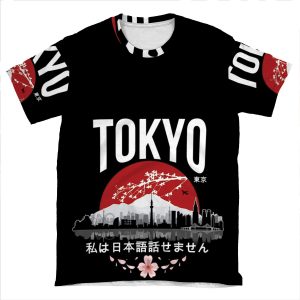 Tokyo - I Don't Speak Japanese: White Version AOP T-shirt Tee