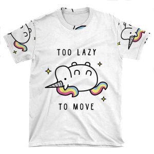 Too Lazy To Move Unicorn T-Shirt AOP T-shirt Tee