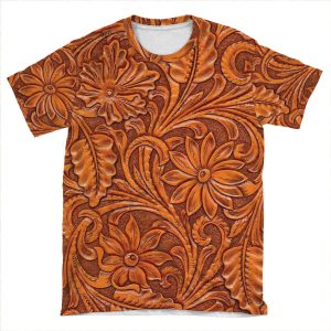 Tooled Brown Leather AOP T-shirt Tee
