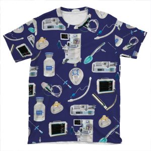 Tools Of The Trade Space Blue Anesthesia / Anaesthesia AOP T-shirt Tee