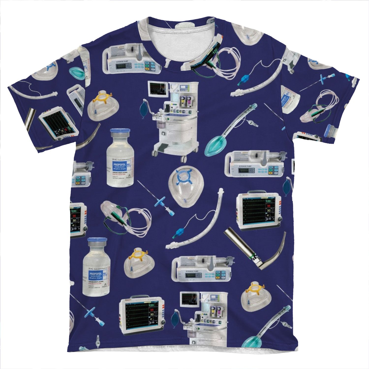 Tools Of The Trade Space Blue Anesthesia / Anaesthesia AOP T-shirt Tee