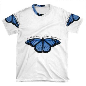 Treat People With Kindness Butterfly In Blue AOP T-shirt Tee
