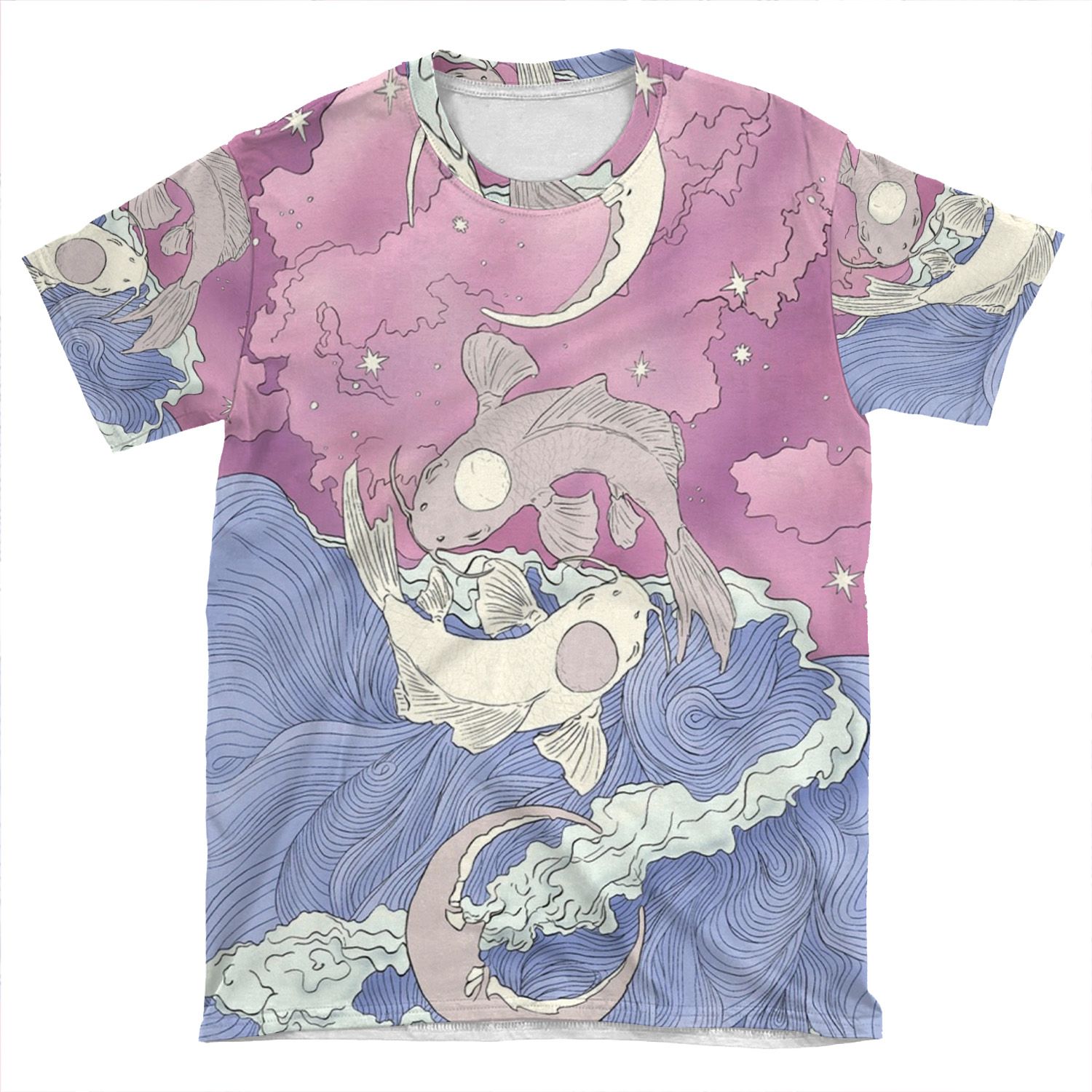 Tui And La, Moon And Ocean Spirits Art Nouveau AOP T-shirt Tee