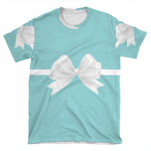 Turquoise & White Bow AOP T-shirt Tee
