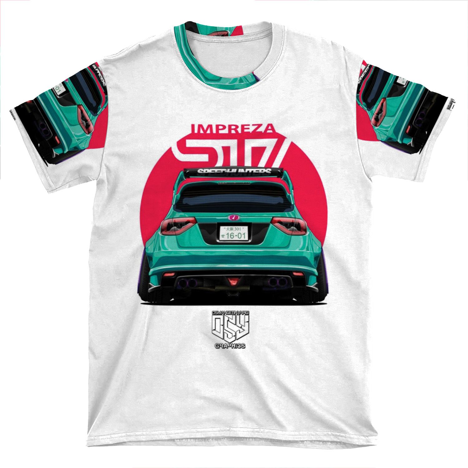 Turquoise Impreza Wrx Sti AOP T-shirt Tee