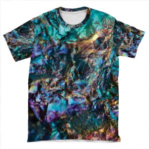 Turquoise Oil Slick Quartz AOP T-shirt Tee