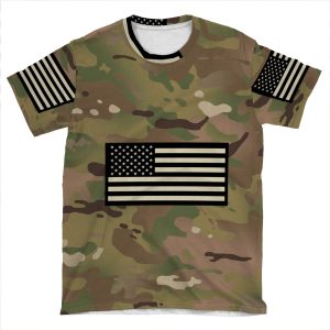 U.S. Flag: Woodland Camouflage AOP T-shirt Tee