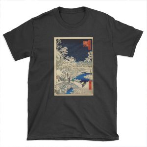 Ukiyo-e, Ando Hiroshige Yuhi Hill and the Drum Bridge at Meguro (1856- 1858) T-shirt Tee