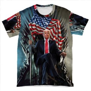 United States President Donald Trump On Iron Chair AOP T-shirt Tee