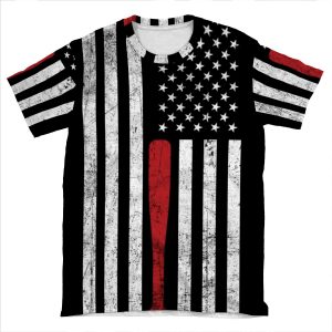 Usa Flag Themed Baseball Bat Fans T-Shirt - Gift For Baseball Players & Fans AOP T-shirt Tee