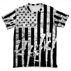 Usa Gun Rifles Flag, American Patriotic 2A 2Nd Amendment, Weapon, Guns Firearm Loving Design Art Gift Men Women AOP T-shirt Tee