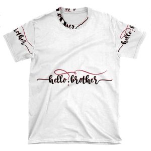 Vampire Diaries Quote - Hello Brother - Damon And Stefan AOP T-shirt Tee