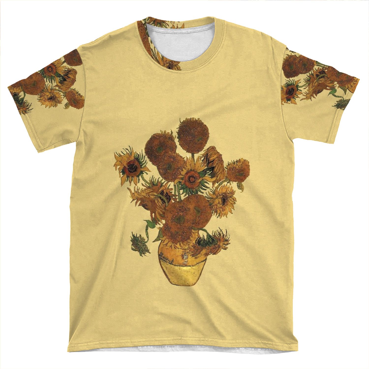 Van Gogh Sun Flowers Grunge AOP T-shirt Tee