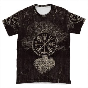 Vegvisir And Tree Of Life -Yggdrasil AOP T-shirt Tee