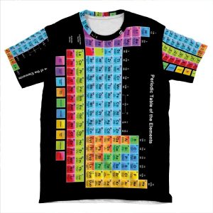 Vibrant Color Periodic Table On Black AOP T-shirt Tee