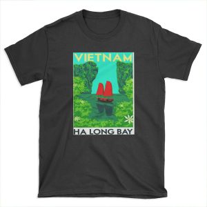 VIETNAM Vintage Ha Long Bay Travel Print T-shirt Tee