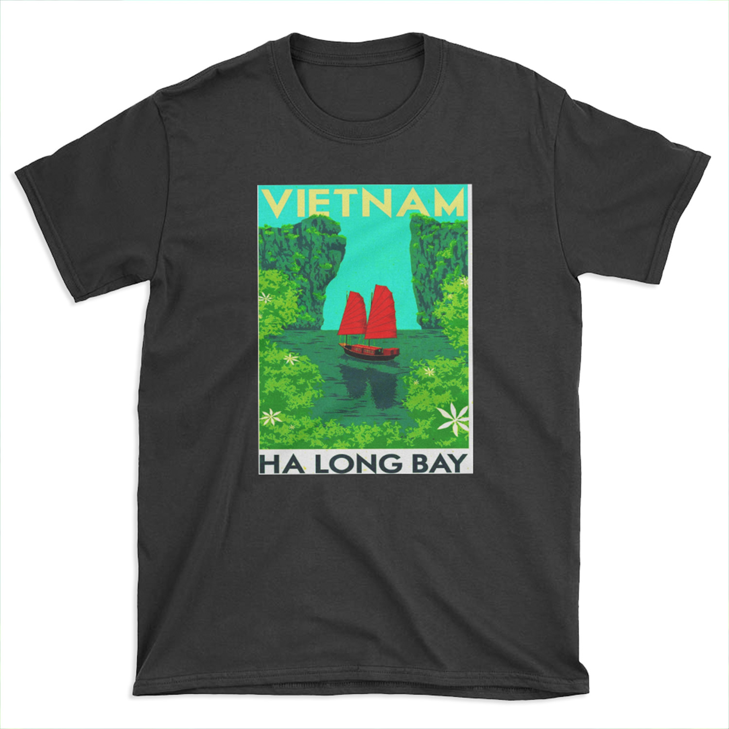 VIETNAM Vintage Ha Long Bay Travel Print T-shirt Tee