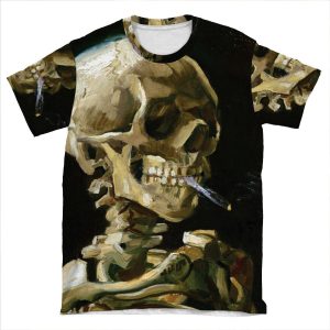Vincent Van Gogh Head Of A Skeleton With A Burning Cigarette AOP T-shirt Tee