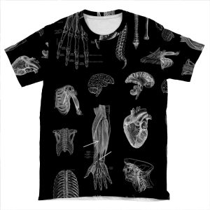Vintage Anatomy Print AOP T-shirt Tee