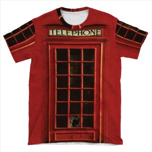 Vintage British Red Telephone Box Retro AOP T-shirt Tee