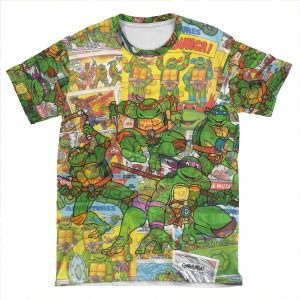 Vintage Comic Teenage Mutant Hero Turtles AOP T-shirt Tee