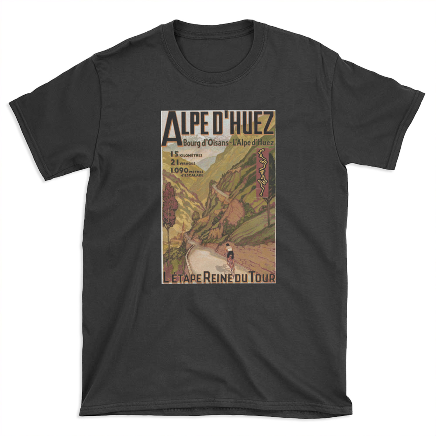 Vintage French Swiss Alps sport bicycle poster T-shirt Tee