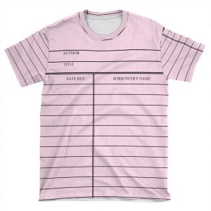 Vintage Library Card - Pink AOP T-shirt Tee