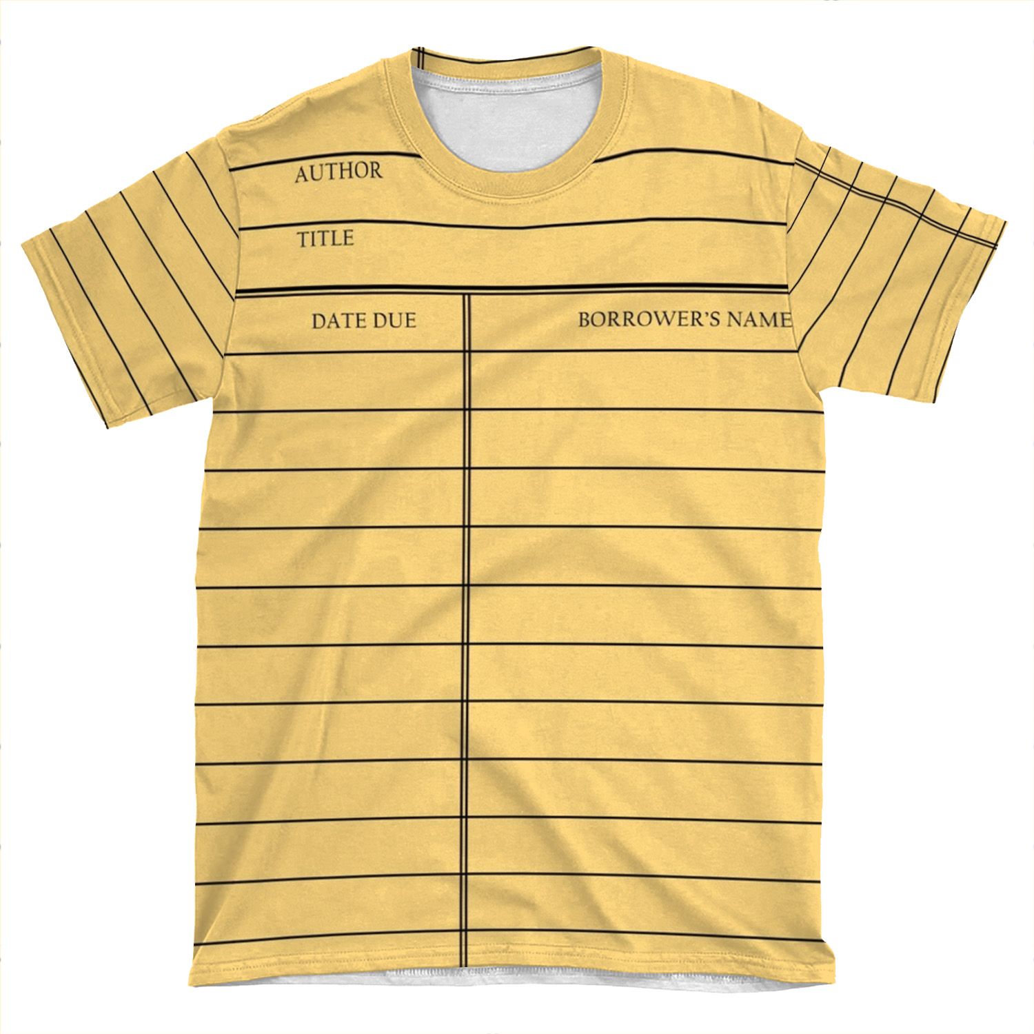 Vintage Library Card - Yellow Gold AOP T-shirt Tee