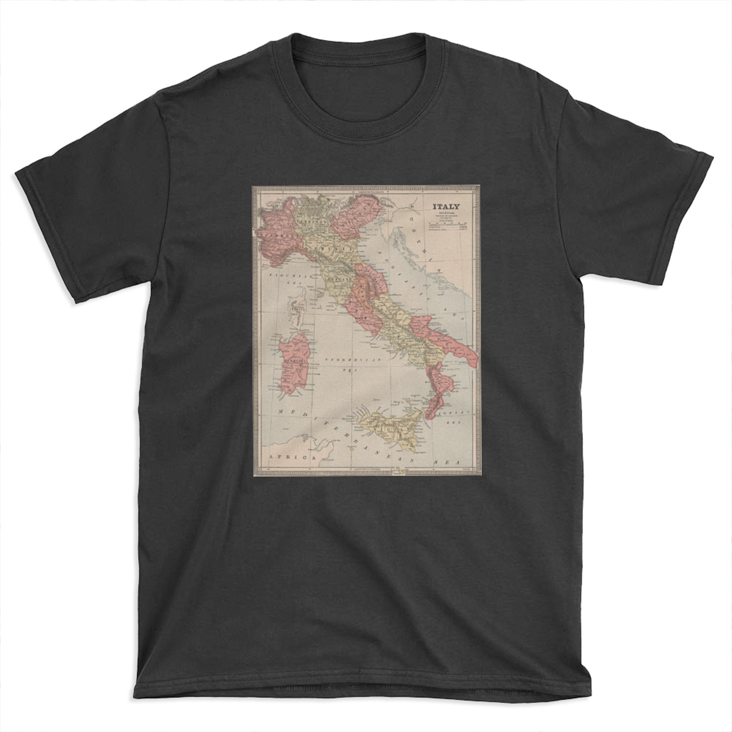 Vintage Map of Italy (1883) T-shirt Tee