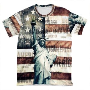 Vintage Patriotic American Liberty AOP T-shirt Tee