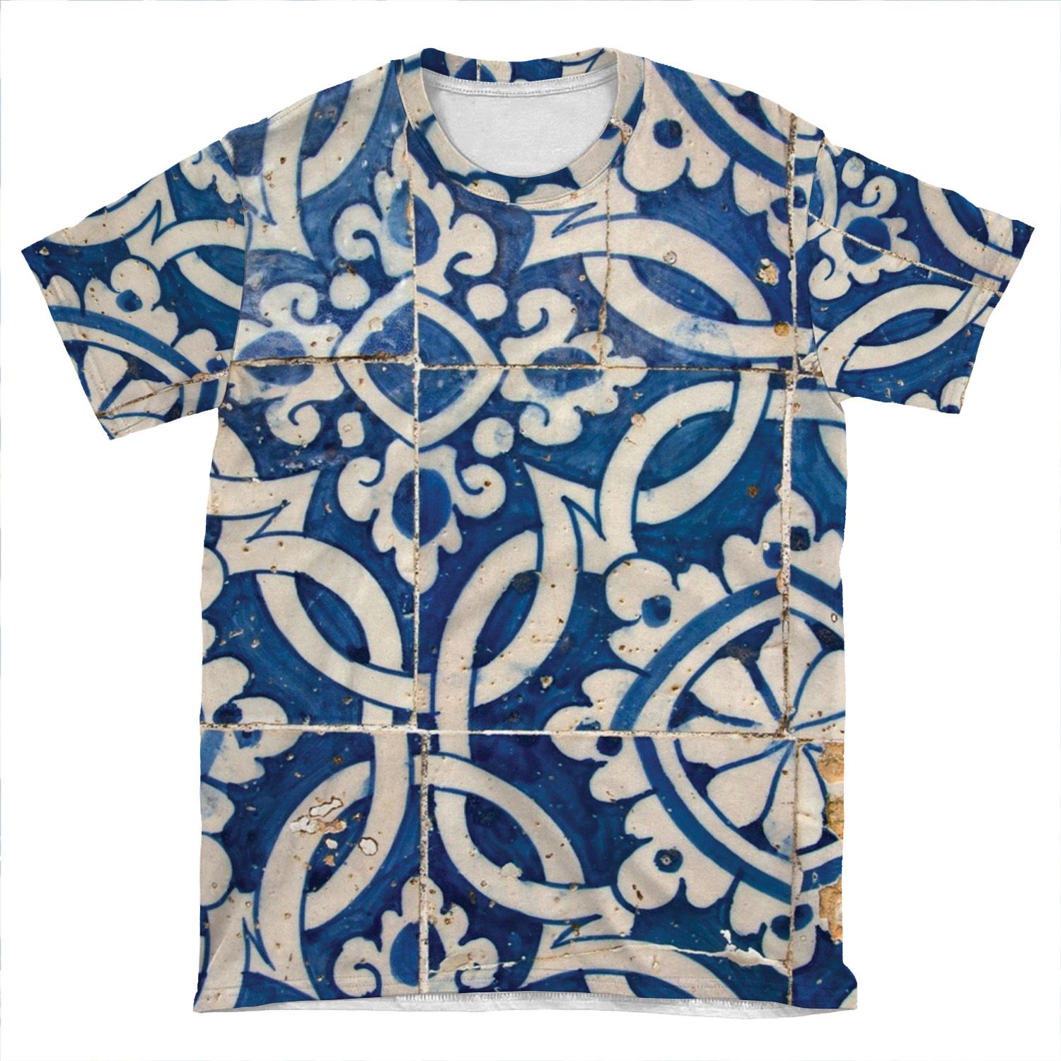 Vintage Portuguese Azulejo AOP T-shirt Tee
