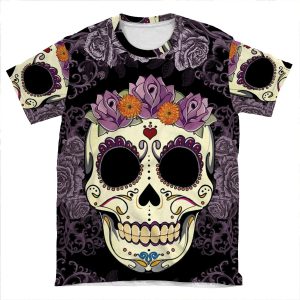 Vintage Skull And Roses AOP T-shirt Tee