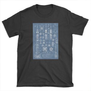 Vintage Soyuz Rocket Blueprints Russian Soviet Era Space T-shirt Tee