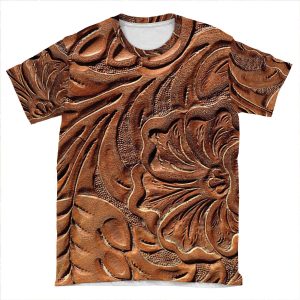 Vintage Worn Tooled Leather Pattern AOP T-shirt Tee
