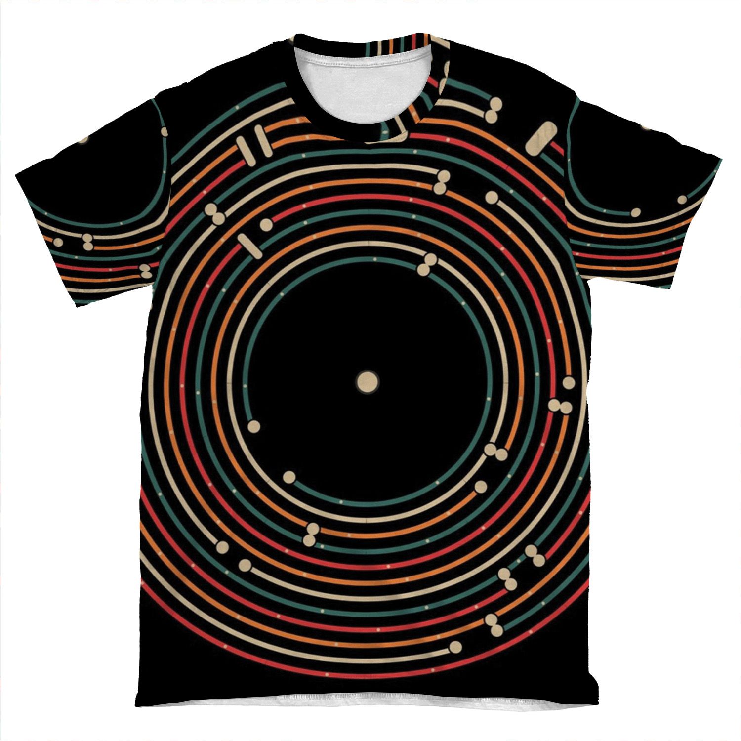Vinyl Music Metro Record Map Labyrinth AOP T-shirt Tee