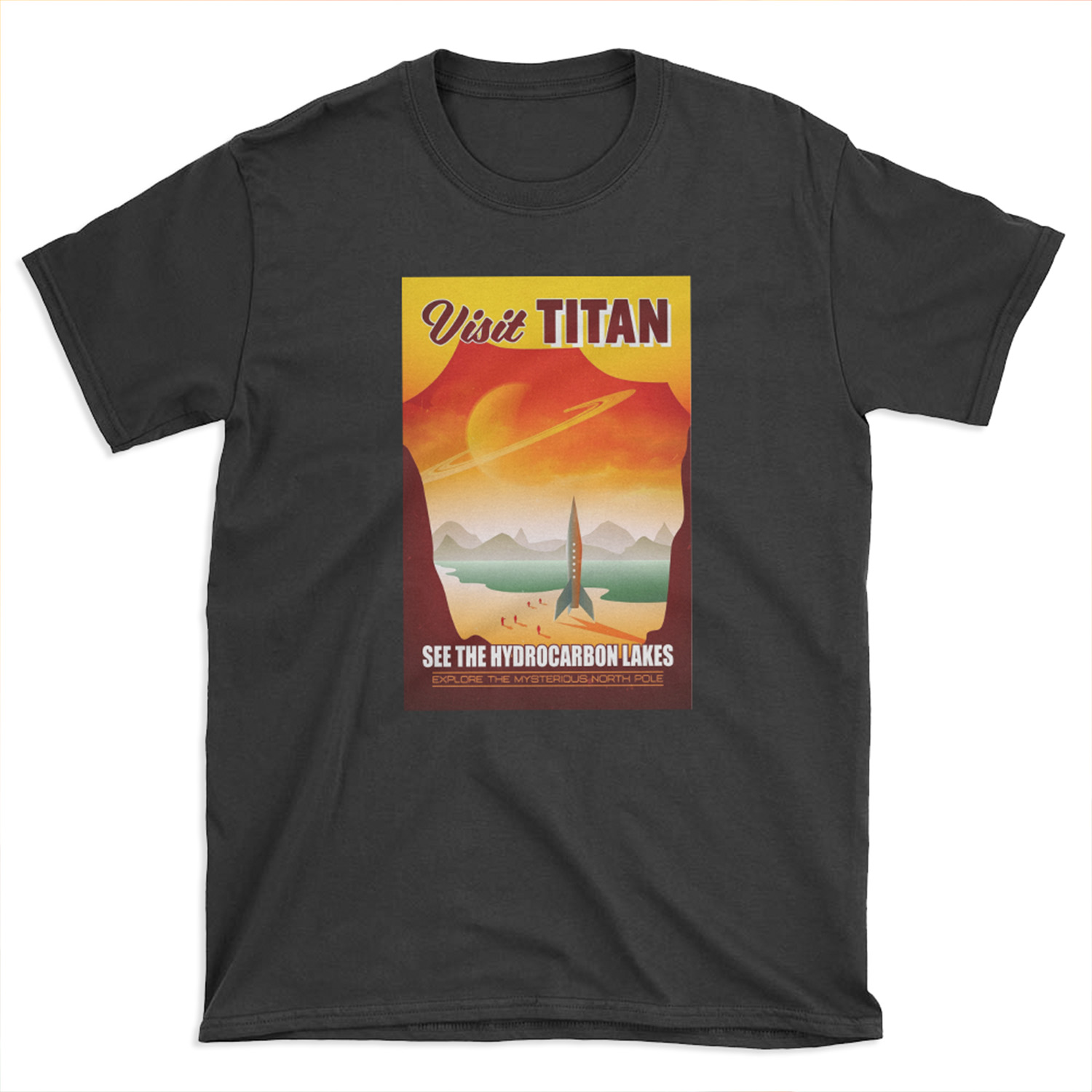 Visit the Lakes of Titan Space Travel Illustration T-shirt Tee
