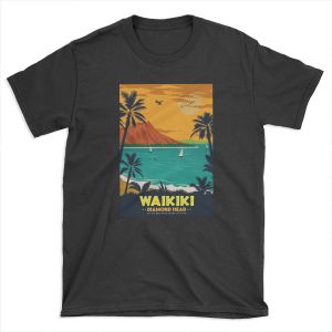 Waikiki Diamond Head Retro Travel T-shirt Tee