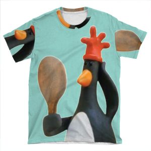 Wallace And Gromit Feathers Mcgraw Penguin AOP T-shirt Tee