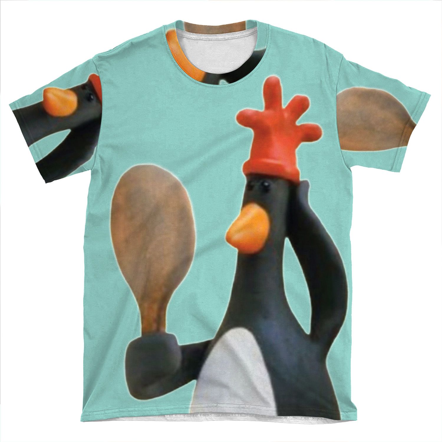 Wallace And Gromit Feathers Mcgraw Penguin AOP T-shirt Tee