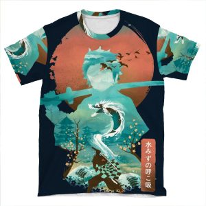 Water Dragon Rising Sun AOP T-shirt Tee